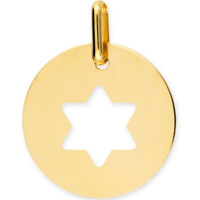 Médaille personnalisable Etoile de David ajourée (or jaune 375°)