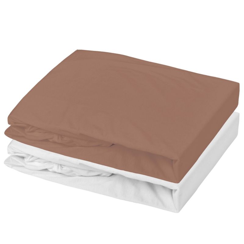 Lot alèse et drap housse Blanc-Brun (70 x 140 cm) Mon P'tit Dodo Produit 1