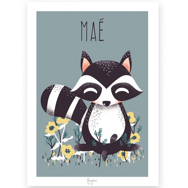 Affiche A3 Les Animignons le raton laveur (personnalisable) Kanzilue