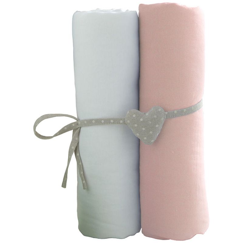 Lot de 2 draps housses blanc et rose (70 x 140 cm) Babycalin
