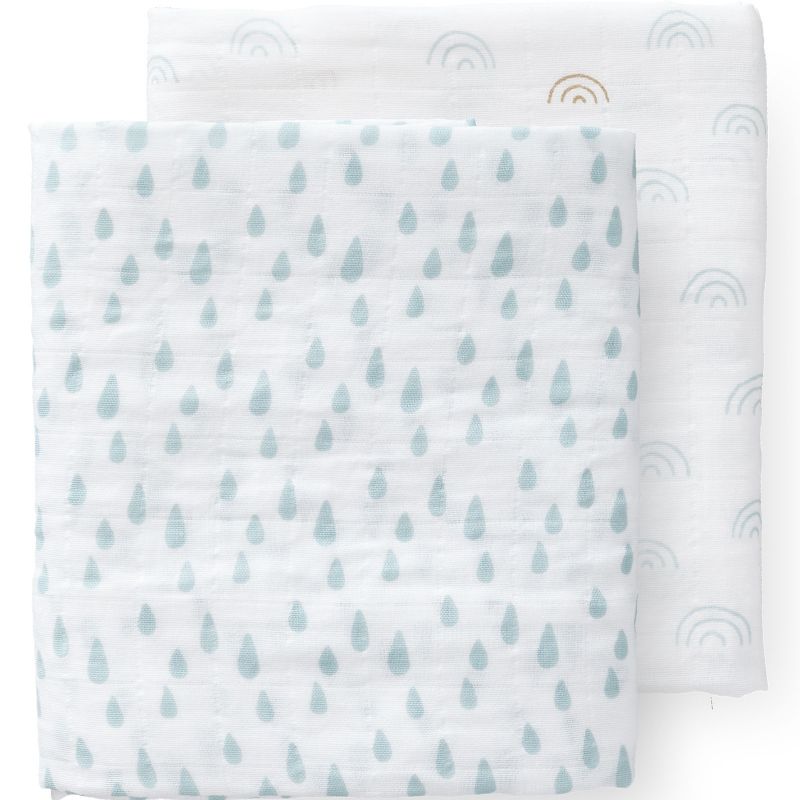 Lot de 2 maxi langes Rainbow bleu (120 x 120 cm) Fresk