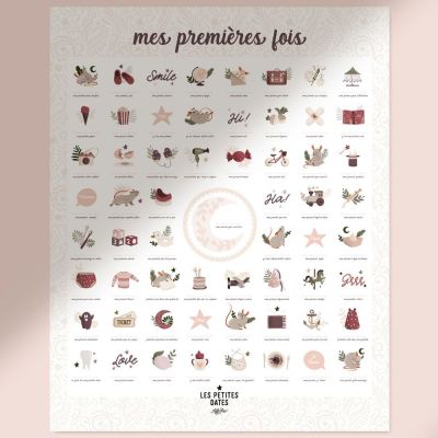 Affiche Mes Premières Fois Souris Poudre maman et papa (40 x 50 cm)  par Les Petites Dates