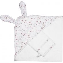 Cape de bain + gant Rose et Lili (70 x 70 cm)  par Trois Kilos Sept