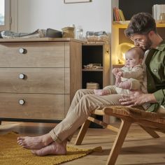 Commode à langer 3 tiroirs en chêne blond noir Marcel