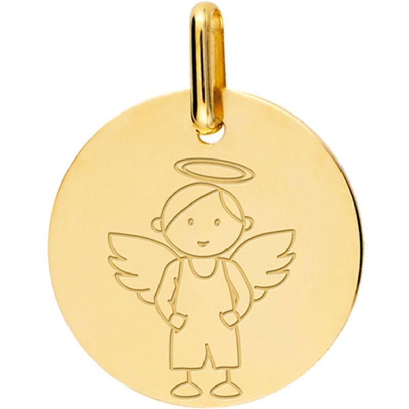 Médaille Ange garçon personnalisable (or jaune 375°) Lucas Lucor