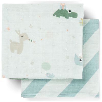 Lot de 2 langes Celebration Bleu (65x65 cm) Done by Deer