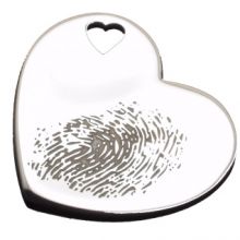 Bracelet empreinte coeur trou coeur sur cordon (or blanc 750°)   par Les Empreintes