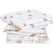 Lot de 3 musy-langes en coton bio safari dream (70 x 70 cm)  par aden + anais