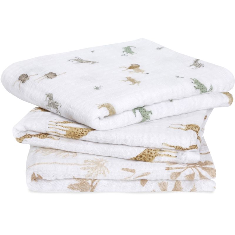 Lot de 3 musy-langes en coton bio safari dream (70 x 70 cm) aden + anais