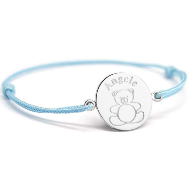 Bracelet cordon Ourson personnalisable (argent 925°) Petits trésors