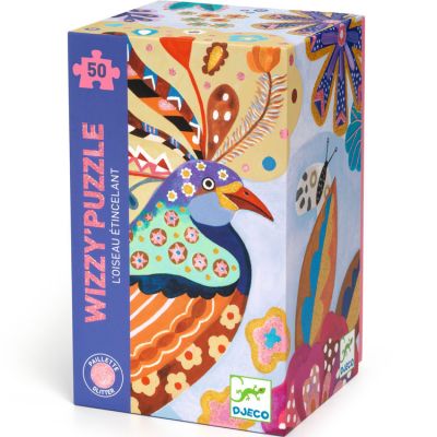 Puzzle pailleté Wizzy L'oiseau étincelant (50 pièces)  par Djeco