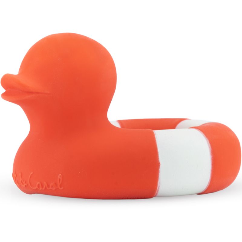 Jouet de dentition bouée canard Flo the Floatie rouge orangé Oli & Carol