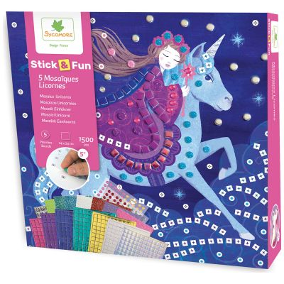 Coffret 5 mosaïques Licornes Sycomore