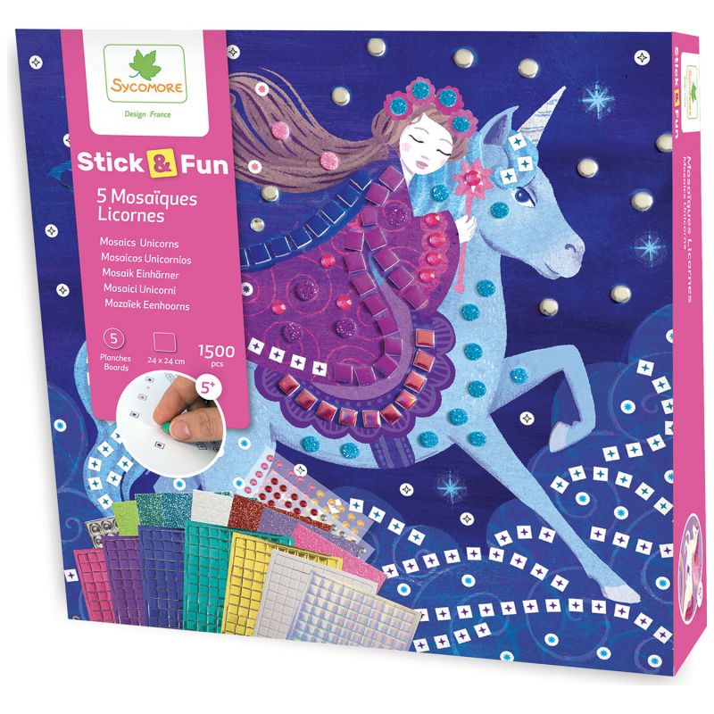 Coffret 5 mosaïques Licornes Sycomore Packaging 1