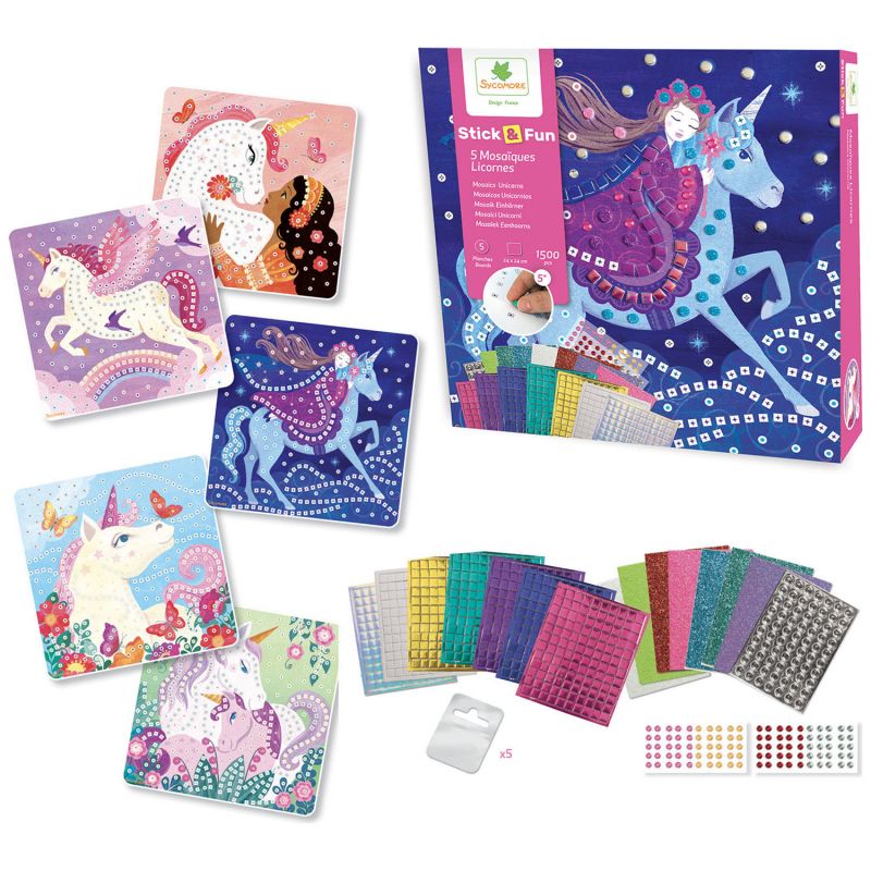 Coffret 5 mosaïques Licornes Sycomore Produit 2