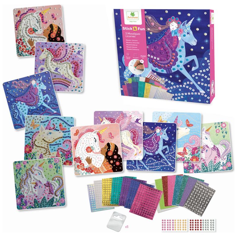Coffret 5 mosaïques Licornes Sycomore Produit 4