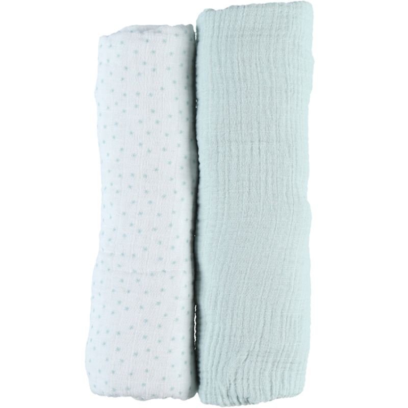 Lot de 2 draps housses en mousseline de coton menthe (70 x 140 cm) Noukie's