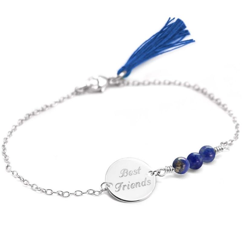 Bracelet femme Bahia bleu argent 925° (personnalisable) Petits trésors