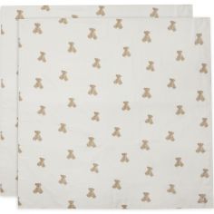 Lot de 2 maxi langes en coton ours Teddy Bear (115 x 115 cm) - Jollein