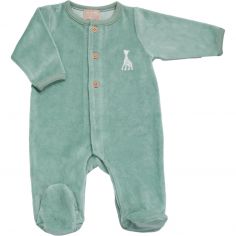Pyjama en velours olive Sophie la girafe (3 mois) - Trois Kilos Sept