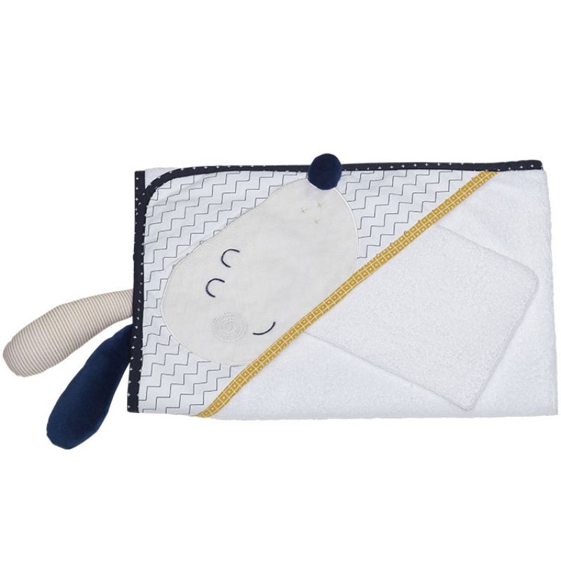 Cape de bain + gant Hello Sauthon