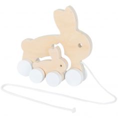 Lapin à tirer en bois (26 cm) - BAMBAM