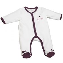 Pyjama chaud Mam'zelle Bou blanc (1 mois : 54 cm)  par Sauthon
