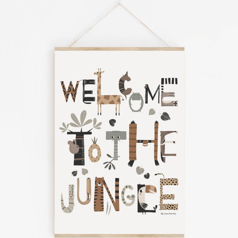 Affiche A3 Welcome to the Jungle avec support Lutin Petit Pois