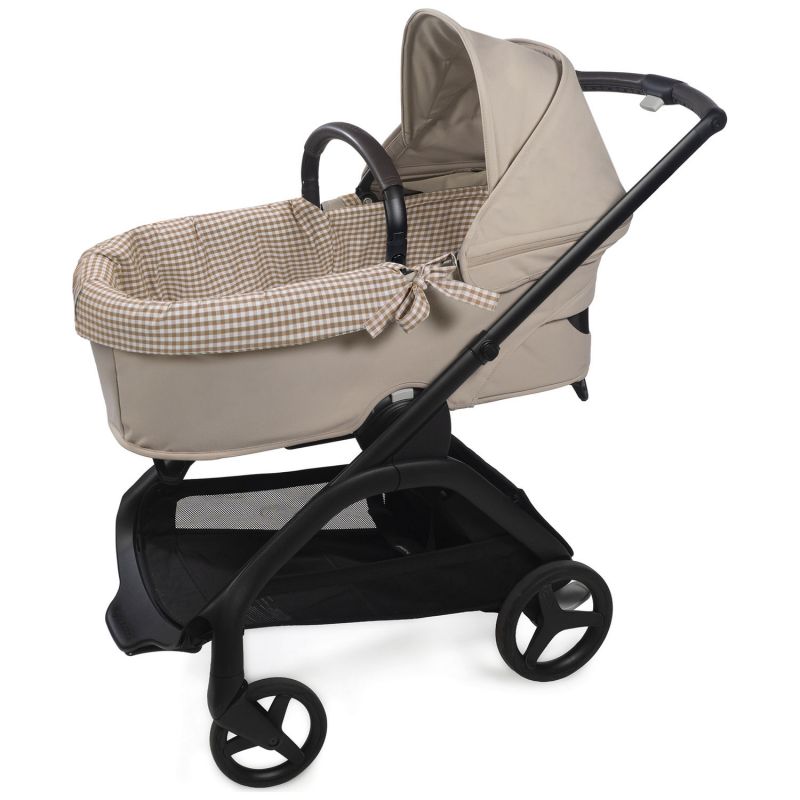 Housse de nacelle et Drap housse pour nacelle Praliné Vichy Rayures Moka Walking Mum Produit 3