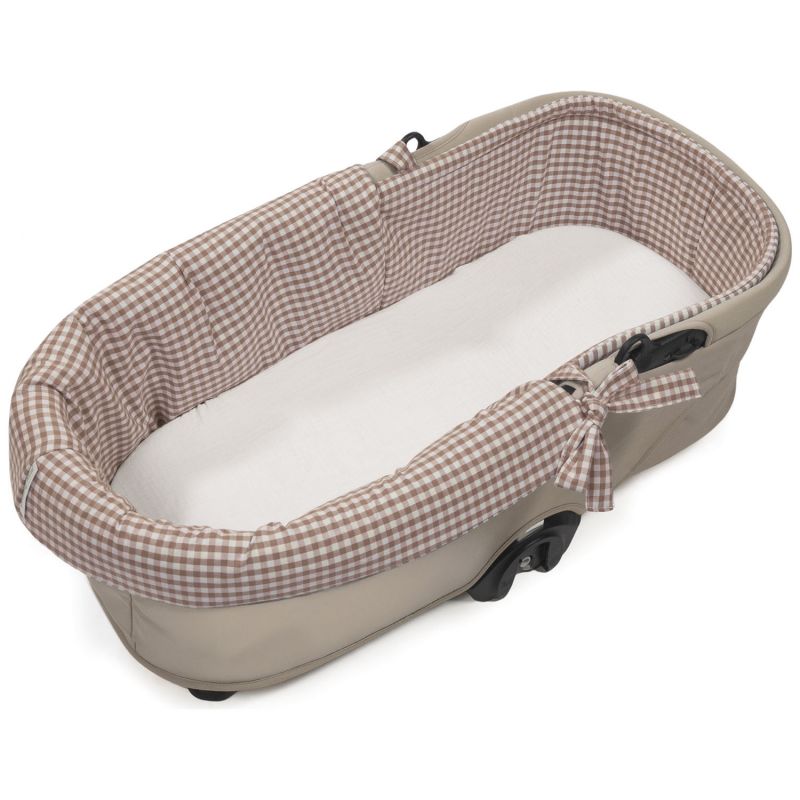 Housse de nacelle et Drap housse pour nacelle Praliné Vichy Rayures Moka Walking Mum Produit 7