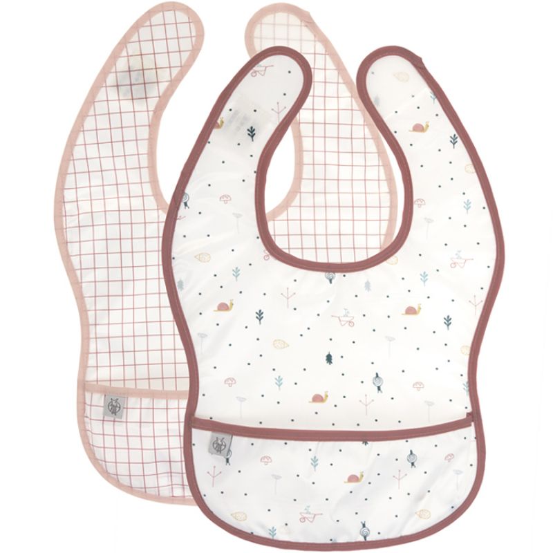 Lot de 2 bavoirs à poche rose Garden Explorer Lässig