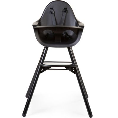 Chaise haute en bois Evolu 2 noire avec arceau