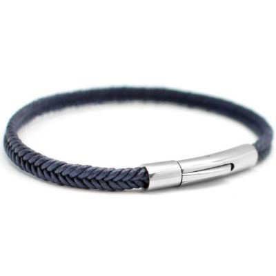 Bracelet homme Le Tressé bleu marine acier (personnalisable)  par Petits trésors