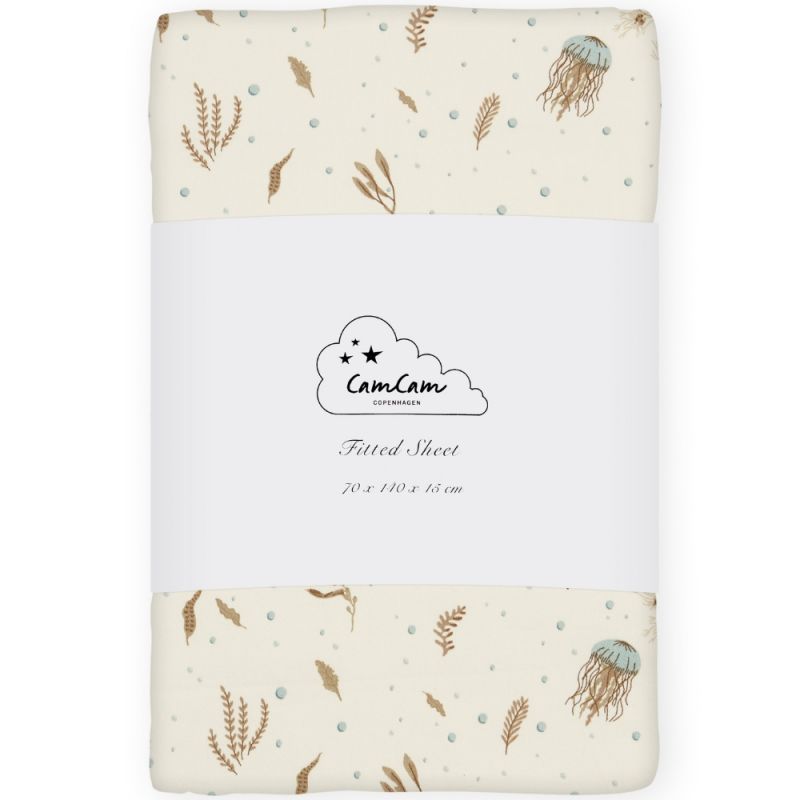 Drap housse en coton Sea garden (70 x 140 cm) Cam Cam Copenhagen Produit 1 grande taille