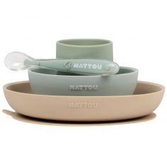 Coffret repas en silicone sable-vert (4 pièces) - Nattou
