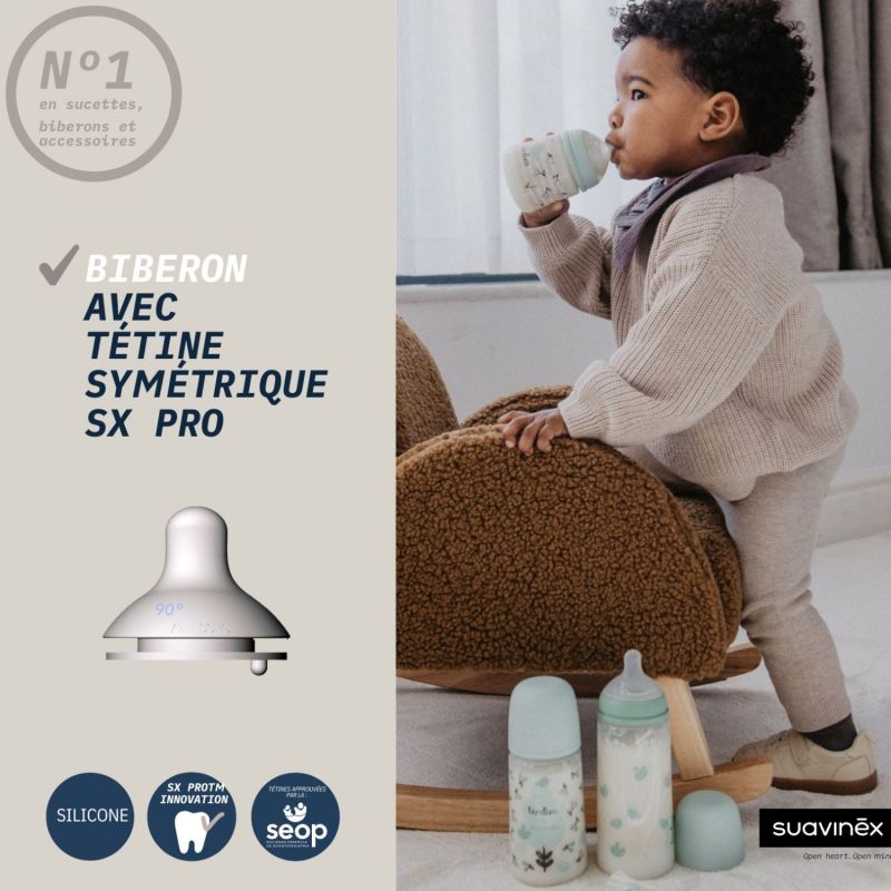 Biberon tétine SXPro L Birdies Beige (360Ml) Suavinex Ambiance 4