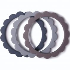 Lot de 3 bracelets de dentition Flower Steel/Dove gray/Stone