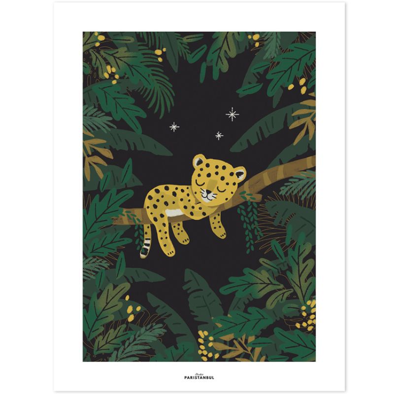 Affiche Jungle night petit guépard (30 x 40 cm) Lilipinso