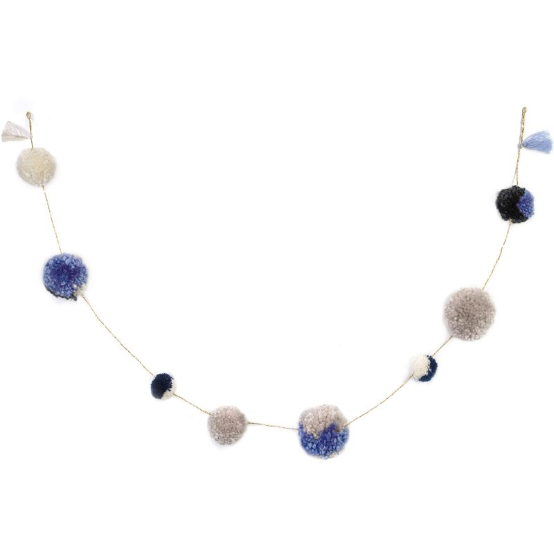 Guirlande de pompons bleue (160 cm) Mimi'lou