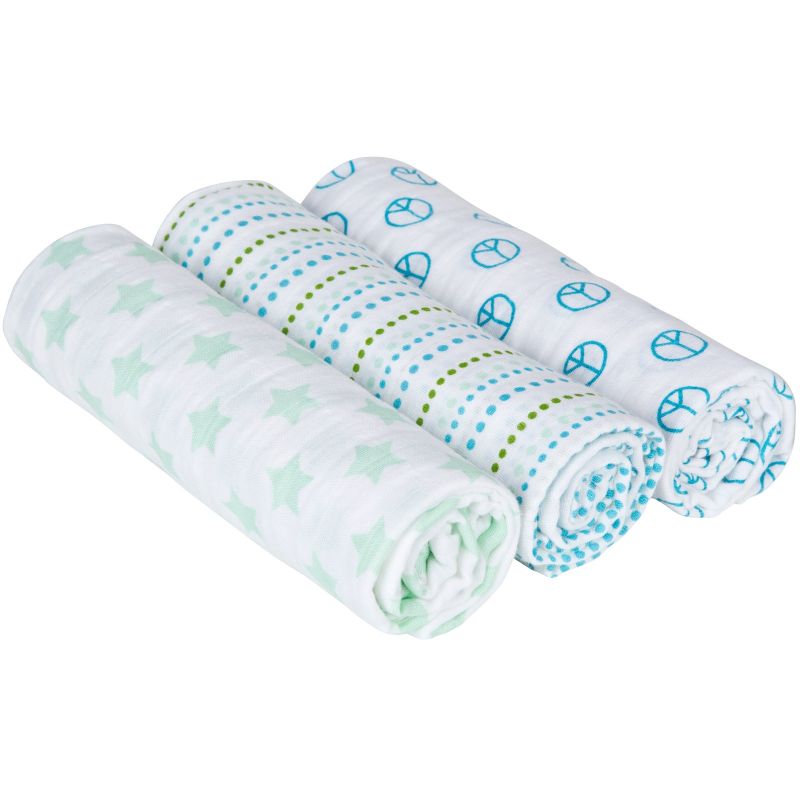 Lot de 3 langes en mousseline Sweet Dreams bleus (85 x 85 cm) Lässig