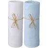 Lot de 2 draps housses en coton bio blanc et bleu (60 x 120 cm) - P'tit Basile