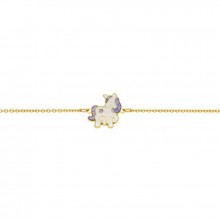 Bracelet Licorne étoile pailletée violette (or jaune 750°)  par Berceau magique bijoux