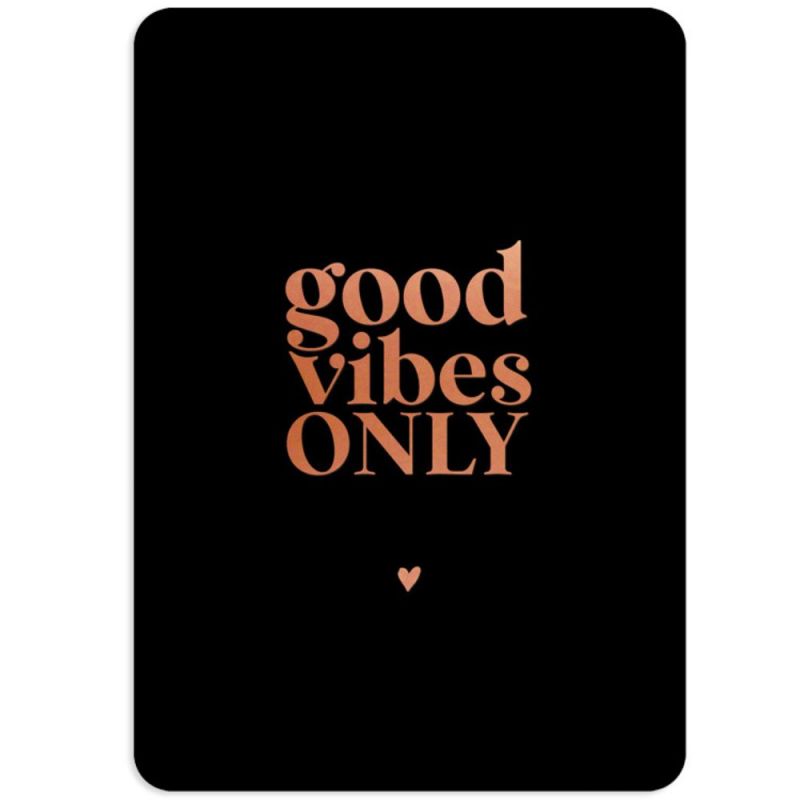 Carte décorative Good vibes only noir et cuivré (10 x 15 cm) Zakuw