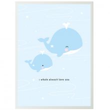 Grande affiche baleine I whale always love you (50 x 70 cm)  par A Little Lovely Company