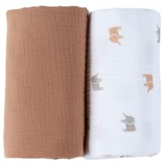 Lot de 2 langes Elephants (70 x 70 cm) - Noukie's