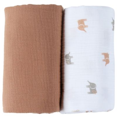 Lot de 2 langes Elephants (70 x 70 cm)