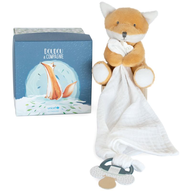 Coffret doudou attache sucette Renard UNICEF Doudou et Compagnie Produit 1 grande taille