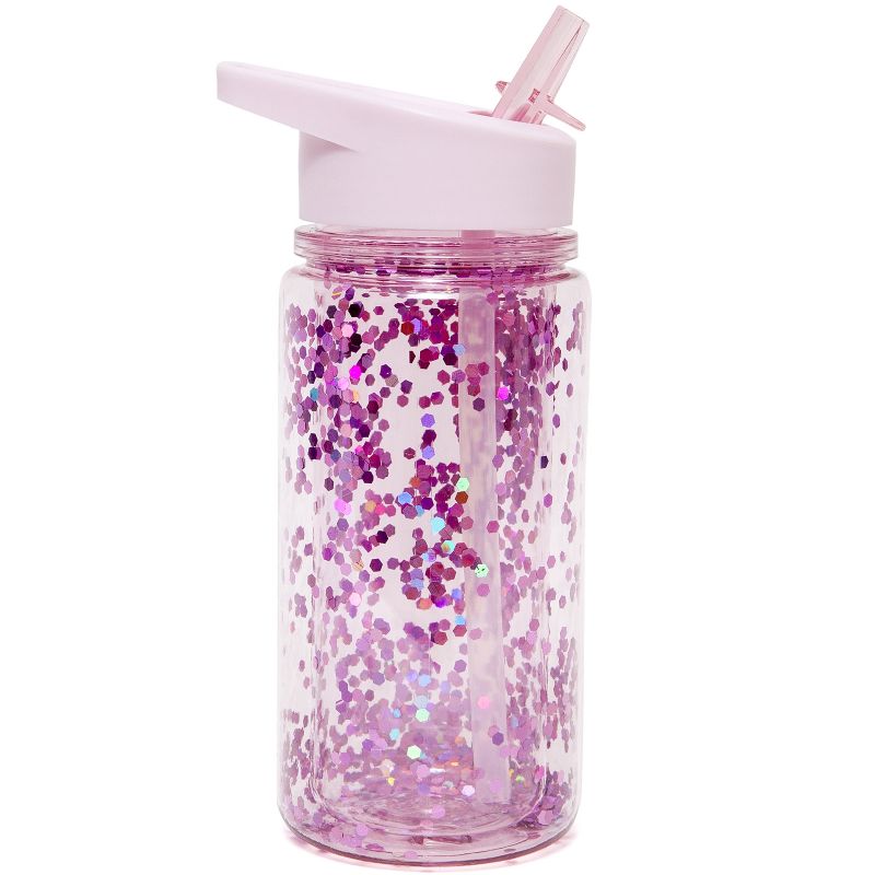 Gourde à paillettes rose orchidée (300 ml) Petit Monkey