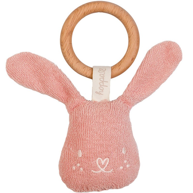 Anneau dentition en bois vieux rose Hoppa