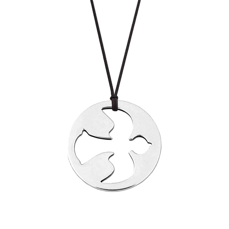 Collier cordon mini bijou colombe (or blanc 750°) Maison La Couronne